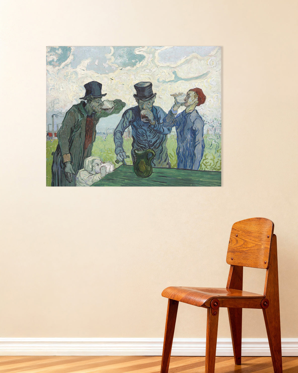 Poster van De drinkers, naar Daumier (1890), van Vincent van Gogh