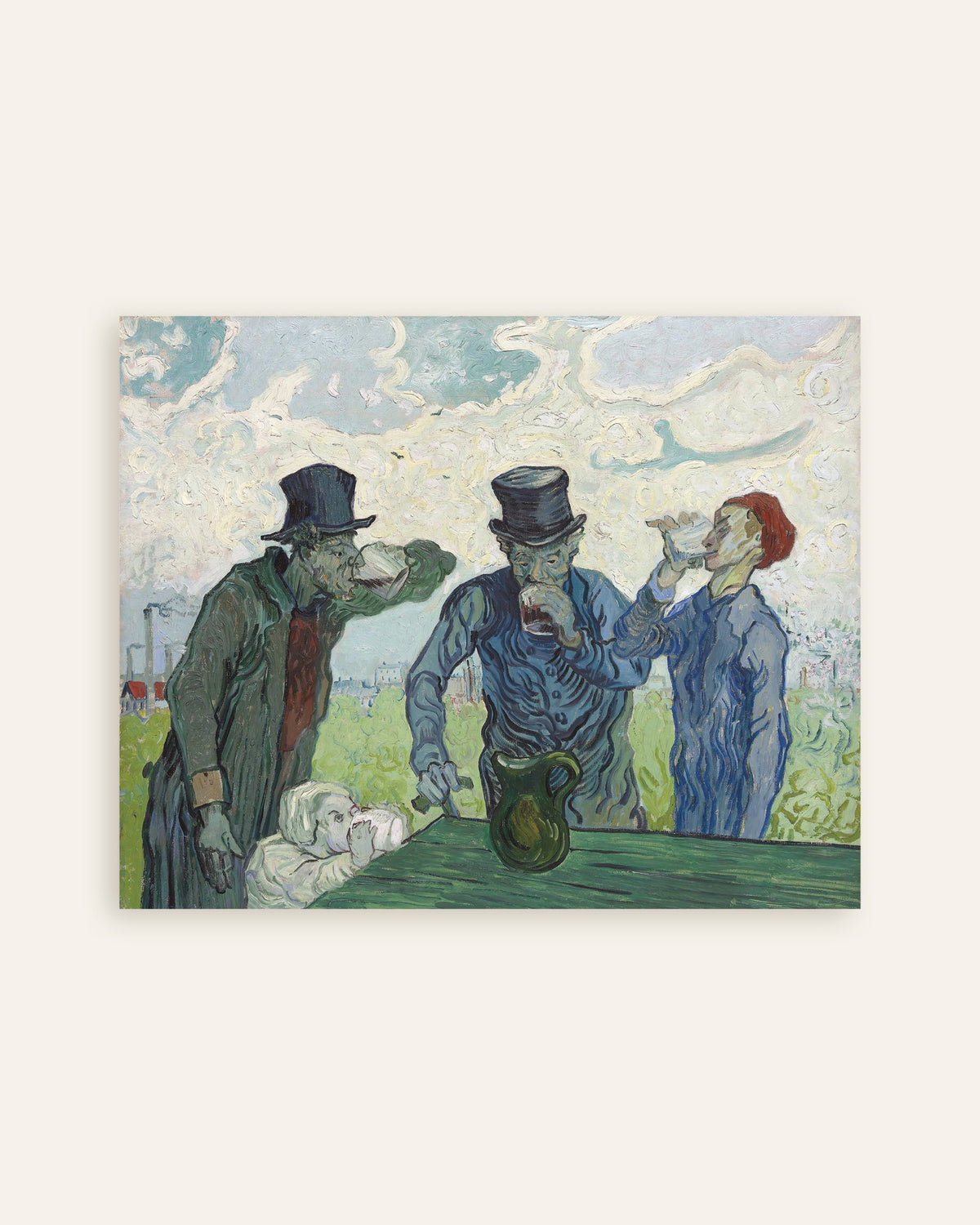 Poster van De drinkers, naar Daumier (1890), van Vincent van Gogh, miniatuur