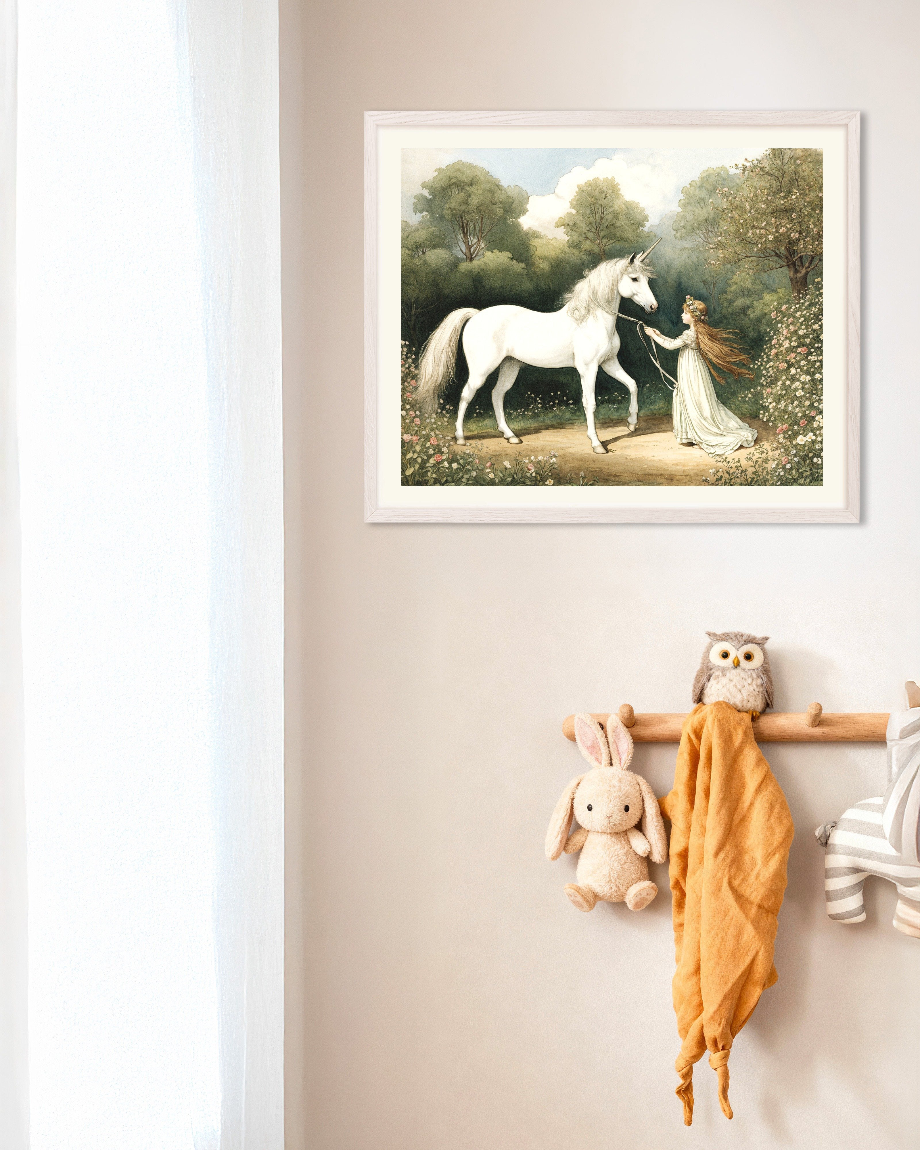 Poster of The Girl and the Unicorn, with white wooden frame