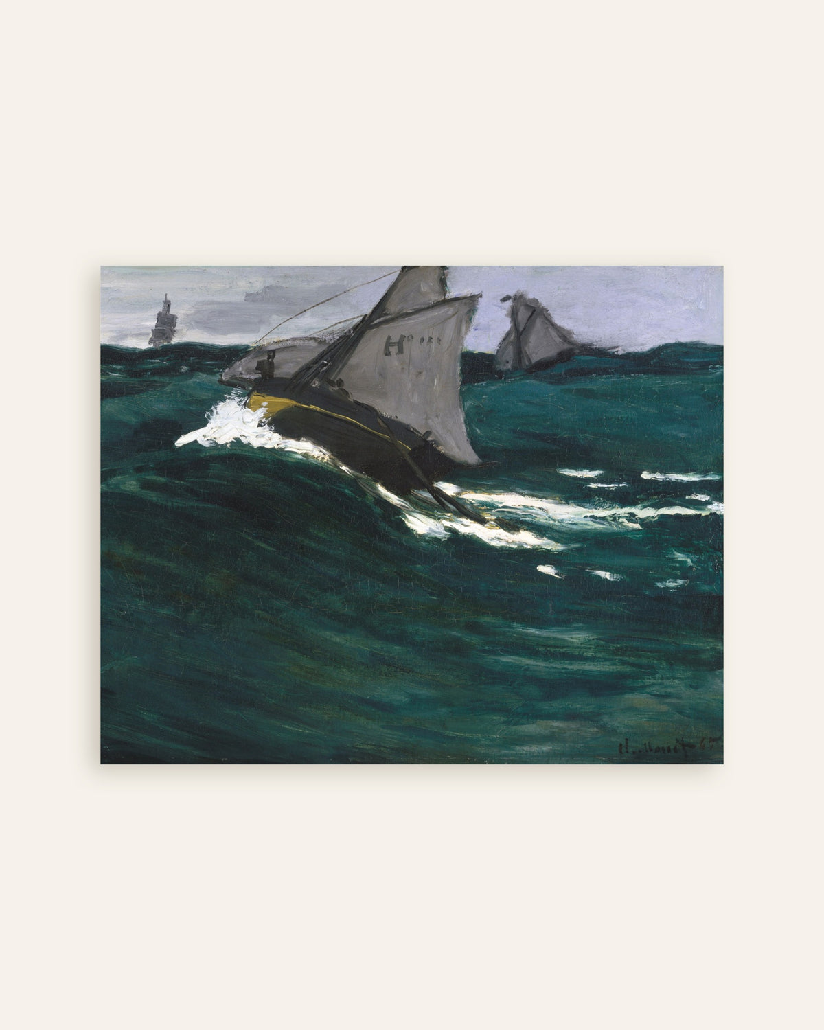 Poster De groene golf (ca. 1866–1867) van Claude Monet, miniatuur