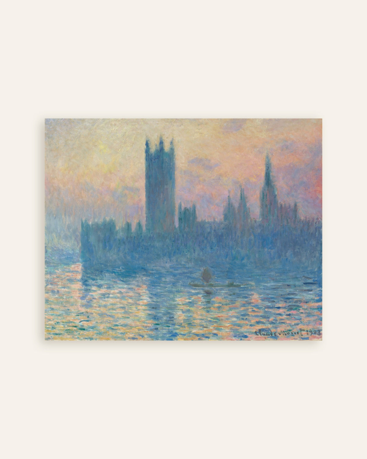 Poster Het parlement bij zonsondergang (1903) van Claude Monet, miniatuur