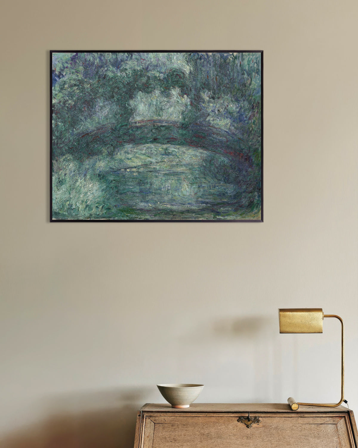 Poster De Japanse brug (1919–1924) van Claude Monet met metalen lijst