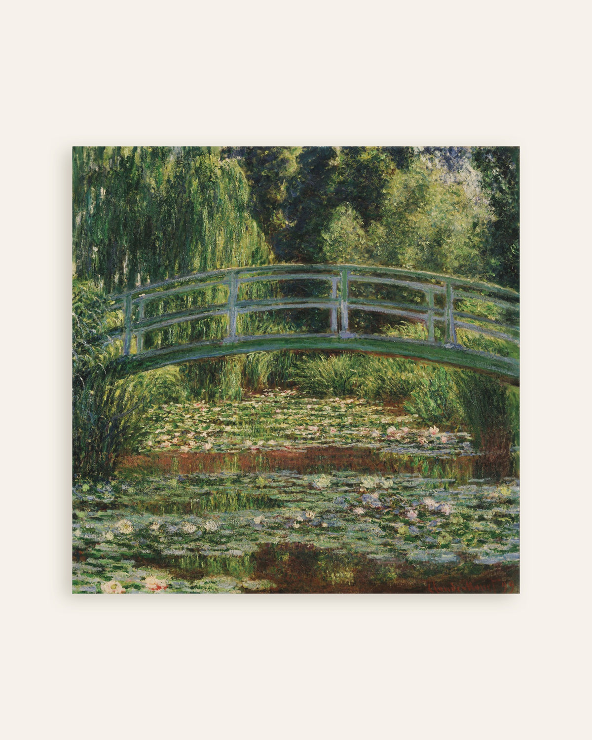 Poster De Japanse brug en de waterlelievijver, Giverny (1899) van Claude Monet, miniatuur
