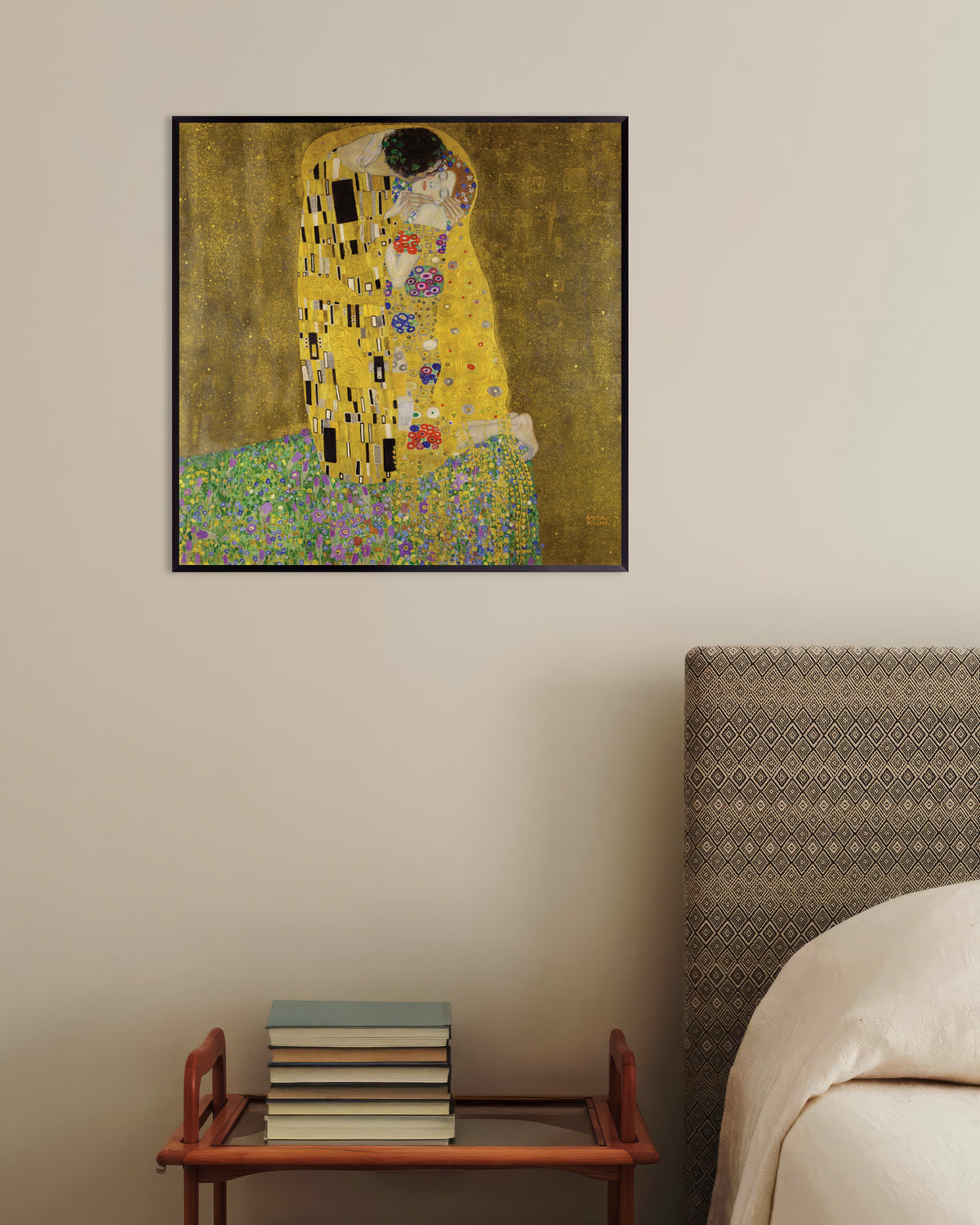 Poster De kus (1907–1908) van Gustav Klimt met metalen lijst