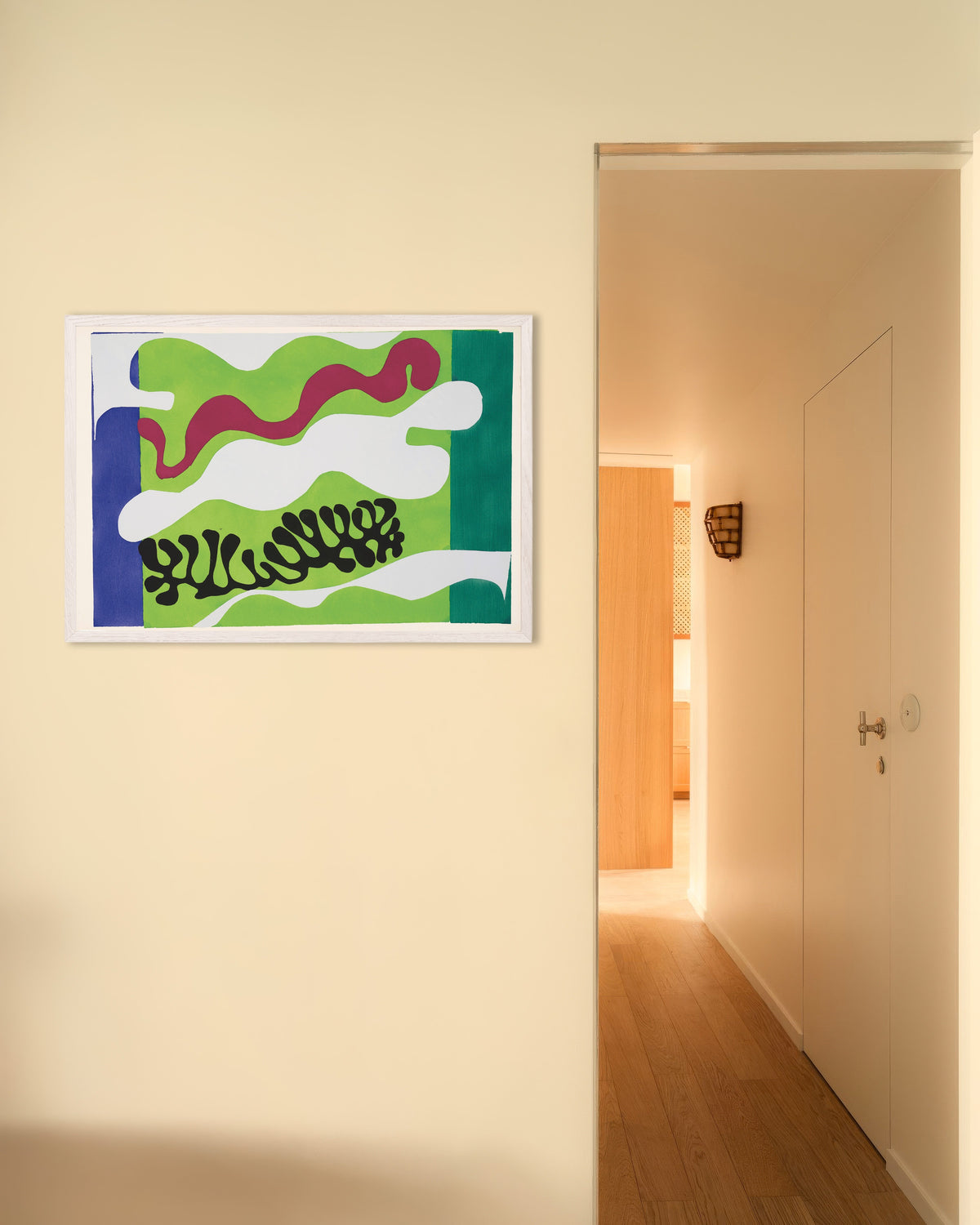 Poster van De lagune in groen (Jazz, 1947) van Henri Matisse, met witte houten lijst