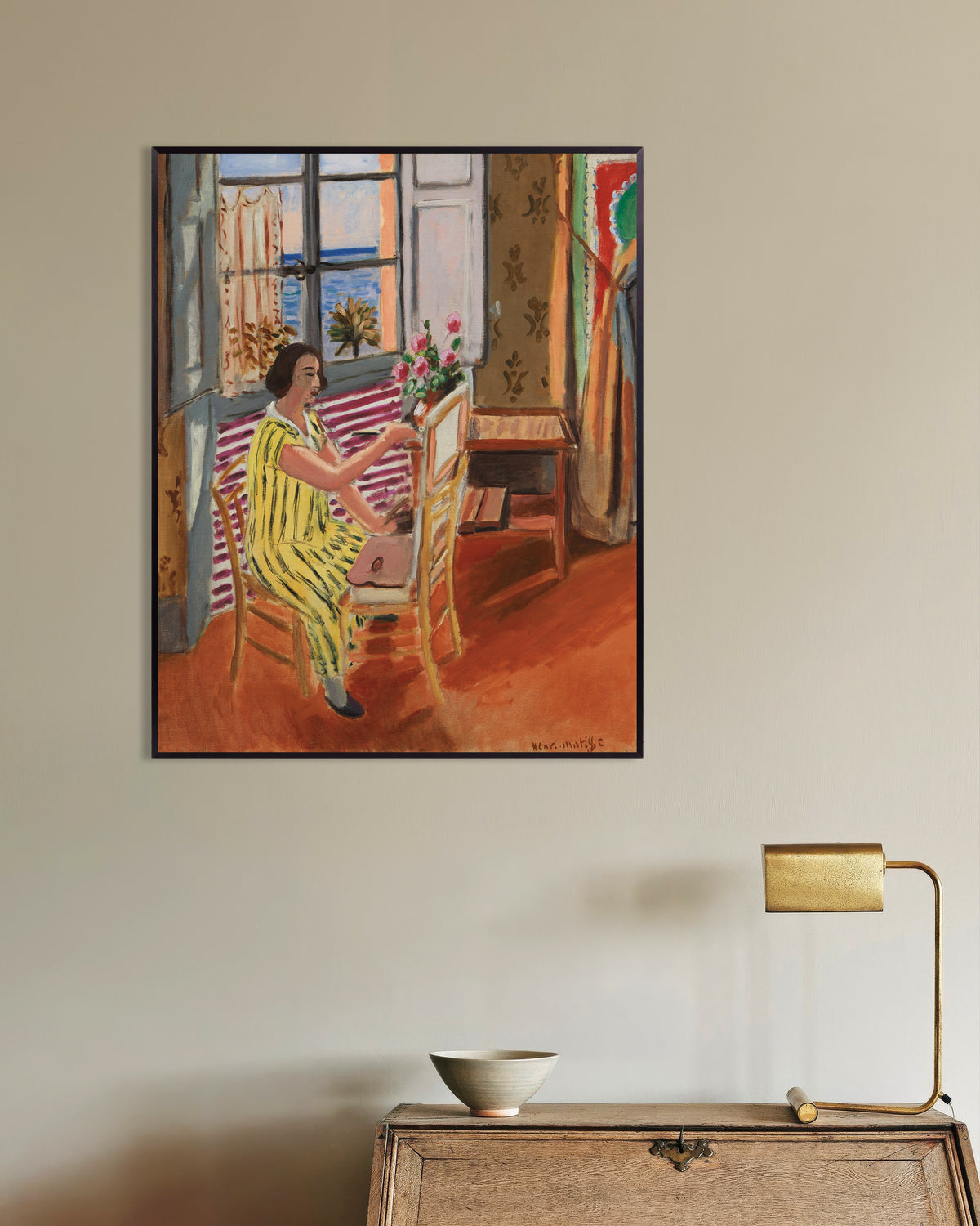 Poster van De ochtendsessie (1924) van Henri Matisse, met metalen lijst