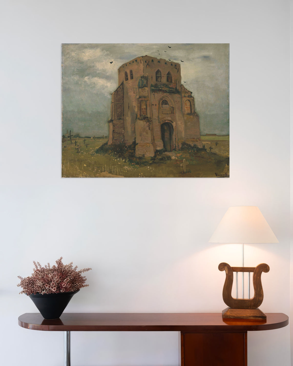Poster van De oude kerktoren in Nuenen (1885) van Vincent van Gogh