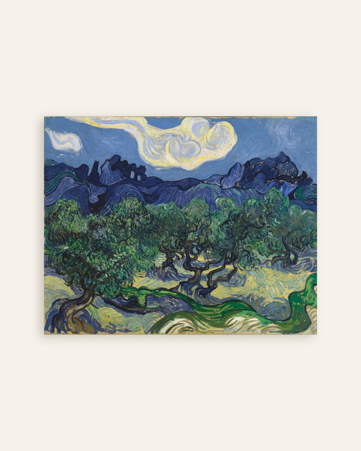 Poster van De olijfbomen (1889) van Vincent van Gogh, miniatuur