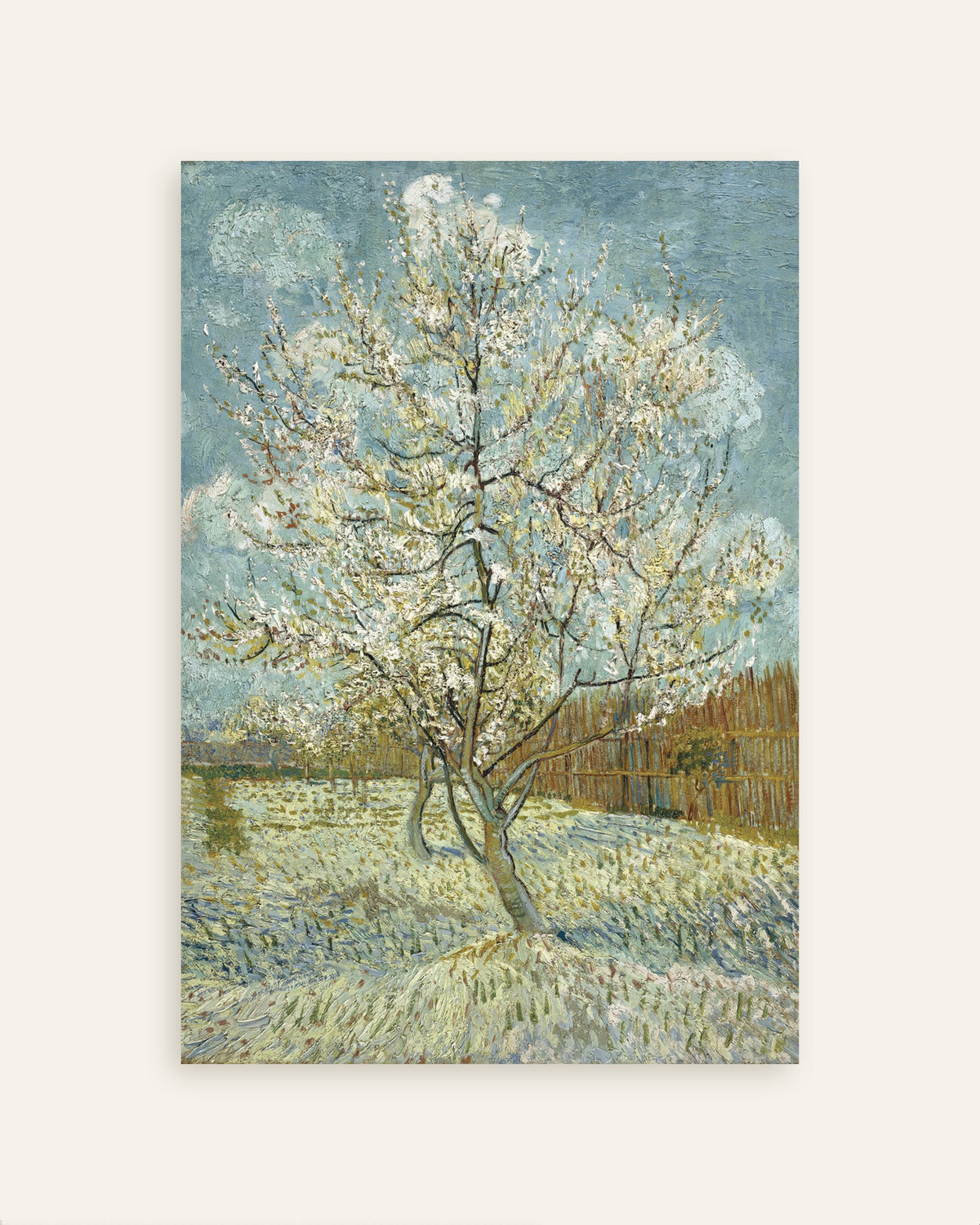 Poster van De roze perzikboom (1888) van Vincent van Gogh, miniatuur