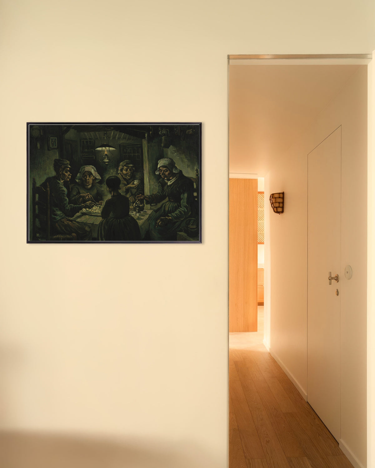 Poster De aardappeleters (1885) van Vincent van Gogh, met metalen lijst