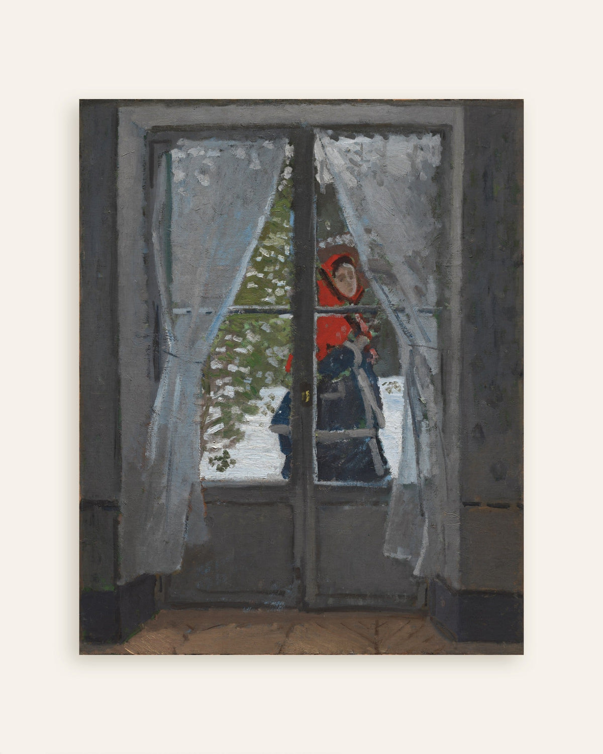 Poster De rode hoofddoek (ca. 1868–1873) van Claude Monet, miniatuur