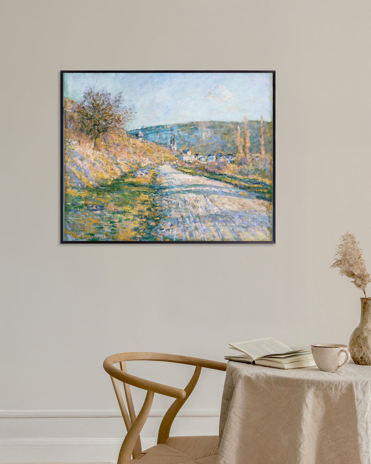 Poster De weg naar Vétheuil (1879) van Claude Monet met metalen lijst