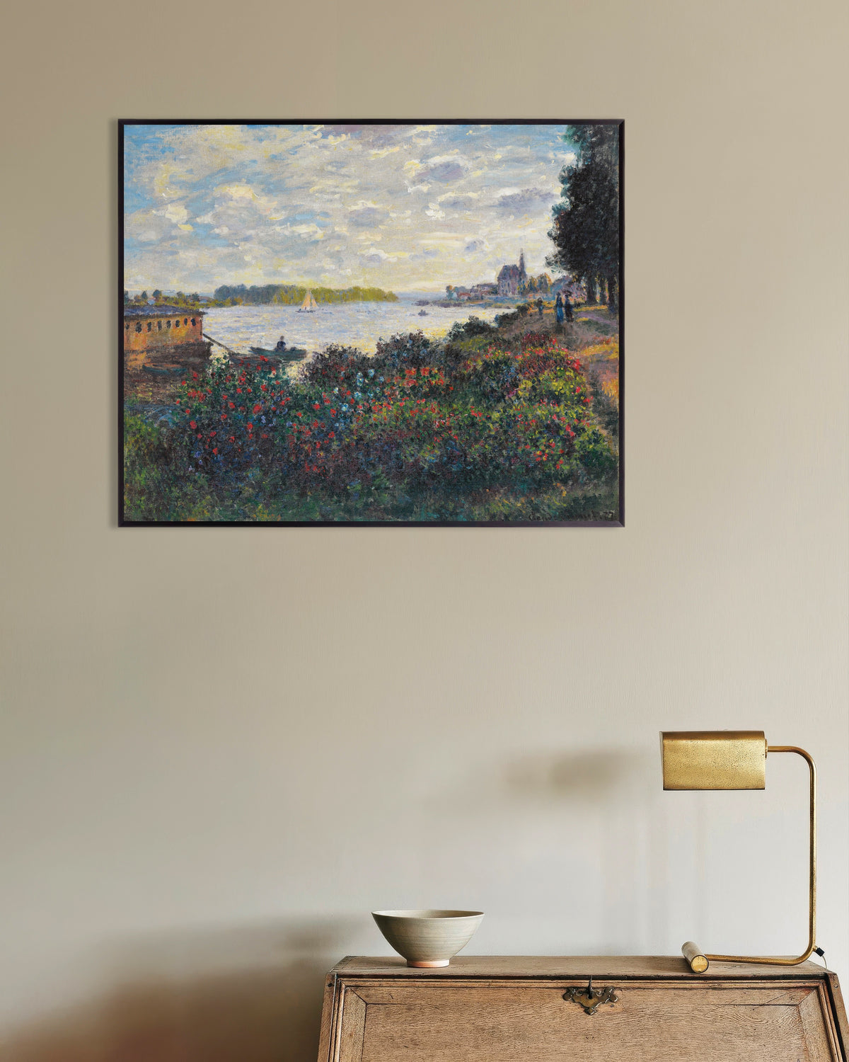Poster De Seine bij Argenteuil (1877) van Claude Monet met metalen lijst