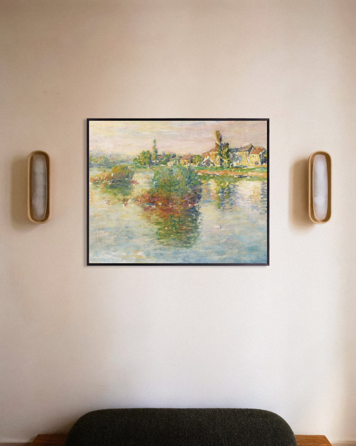 Poster De Seine bij Lavacourt (1879) van Claude Monet met metalen lijst