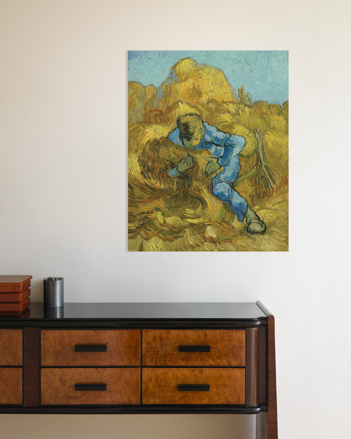 Poster van De schovenbinder, naar Millet (1889), van Vincent van Gogh