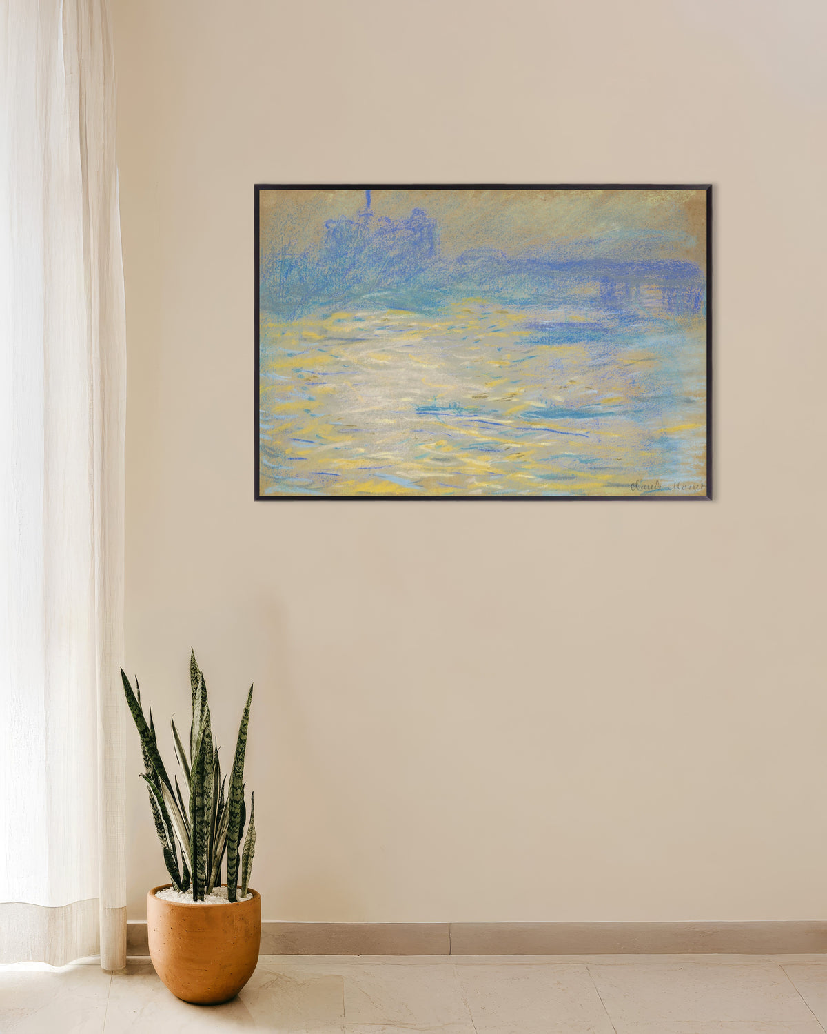 Poster De Theems (1901) van Claude Monet met metalen lijst
