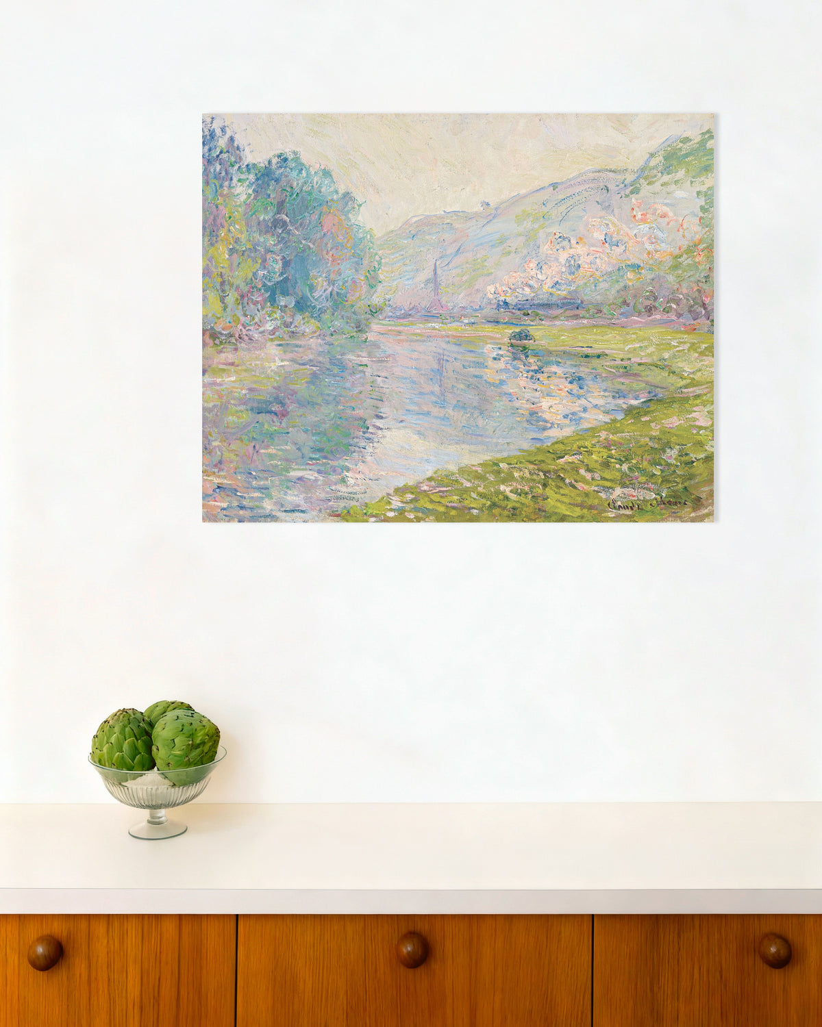 Poster De trein bij Jeufosse (1884) van Claude Monet