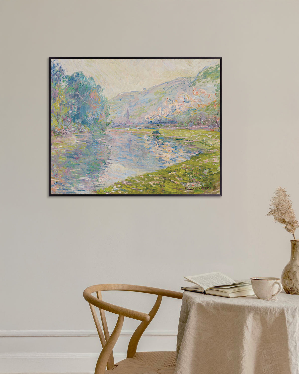 Poster De trein bij Jeufosse (1884) van Claude Monet met metalen lijst