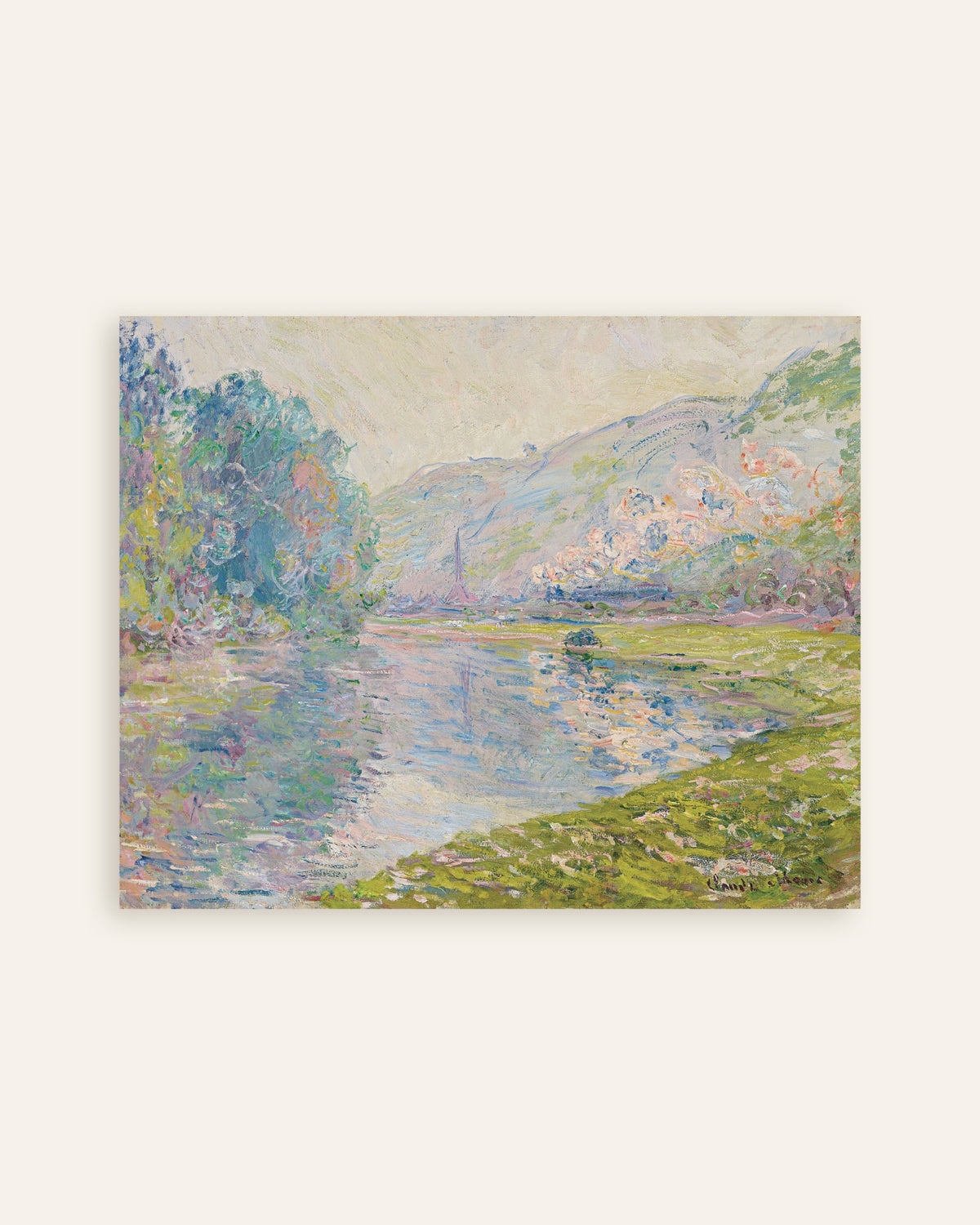 Poster De trein bij Jeufosse (1884) van Claude Monet, miniatuur