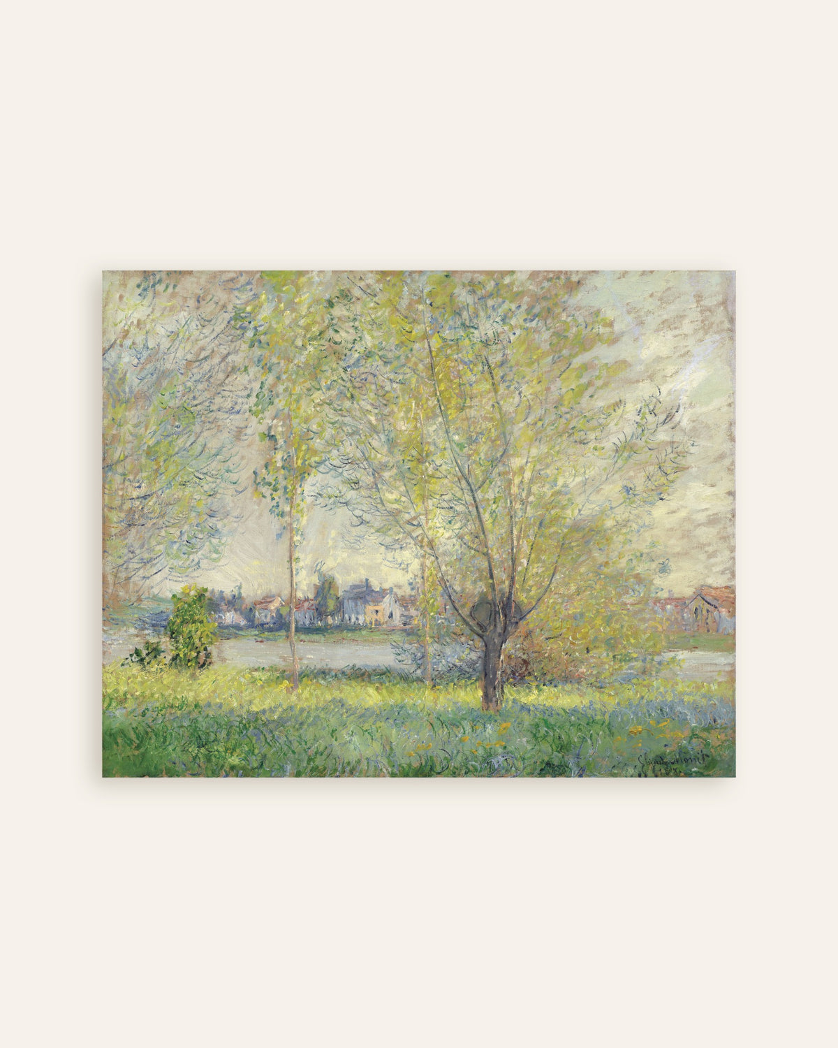 Poster De wilgen (1880) van Claude Monet, miniatuur