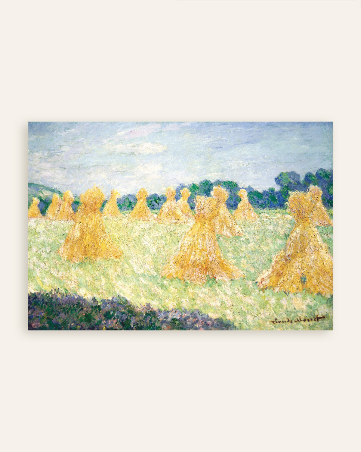Poster De jongedames van Giverny, zoneffect (1894) van Claude Monet, miniatuur