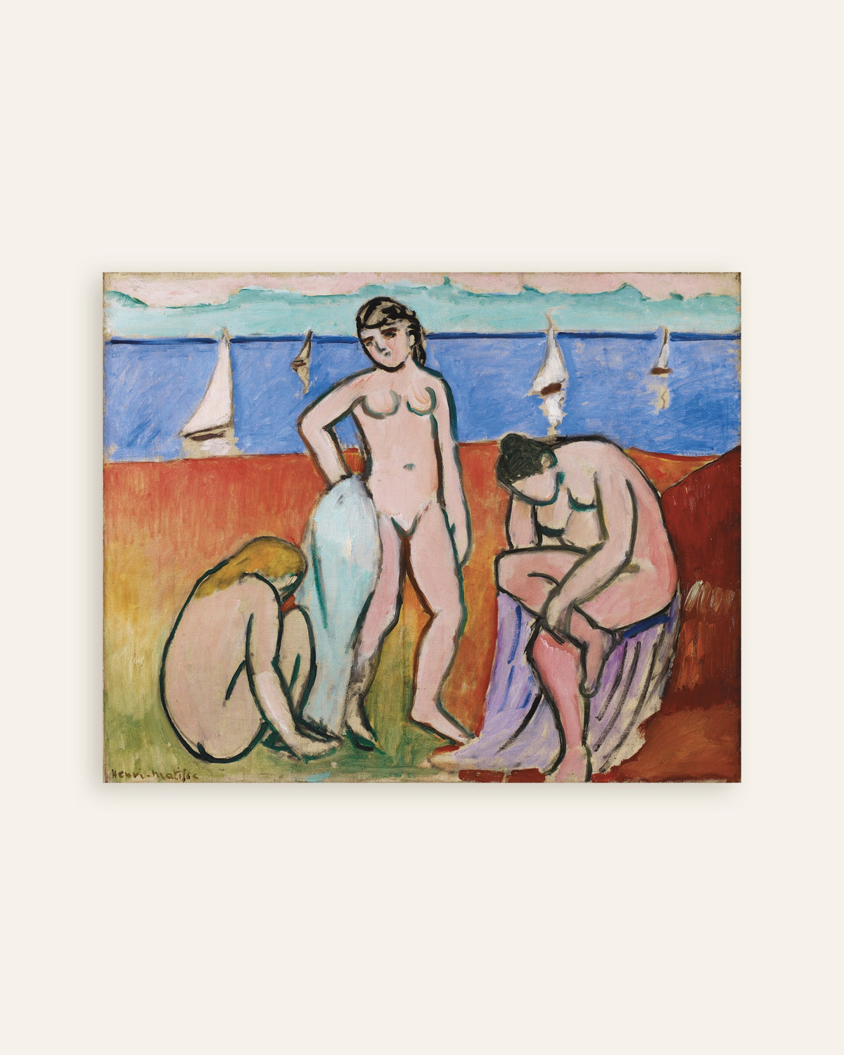 Poster van Drie baadsters (1907) van Henri Matisse, miniatuur
