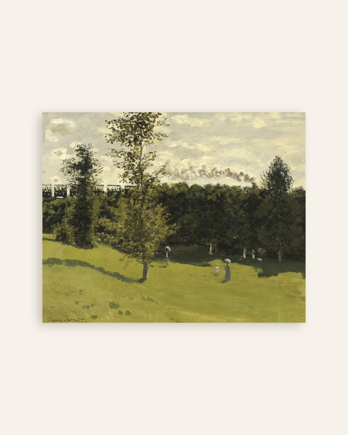 Poster Trein op het platteland (ca. 1870) van Claude Monet, miniatuur