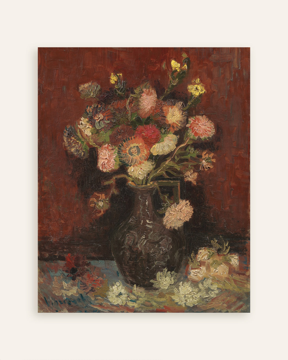 Poster van Vaas met Chinese asters en gladiolen (1886) van Vincent van Gogh, miniatuur