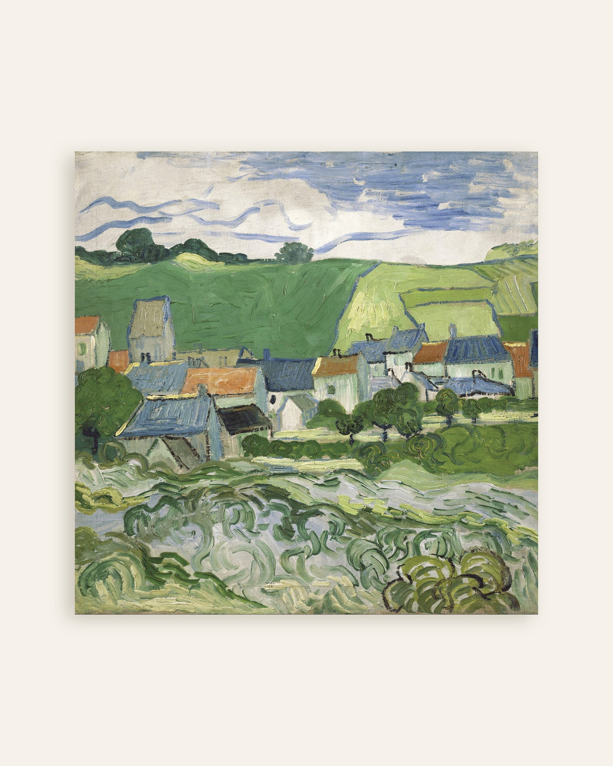 Poster van Uitzicht op Auvers (1890) van Vincent van Gogh, miniatuur