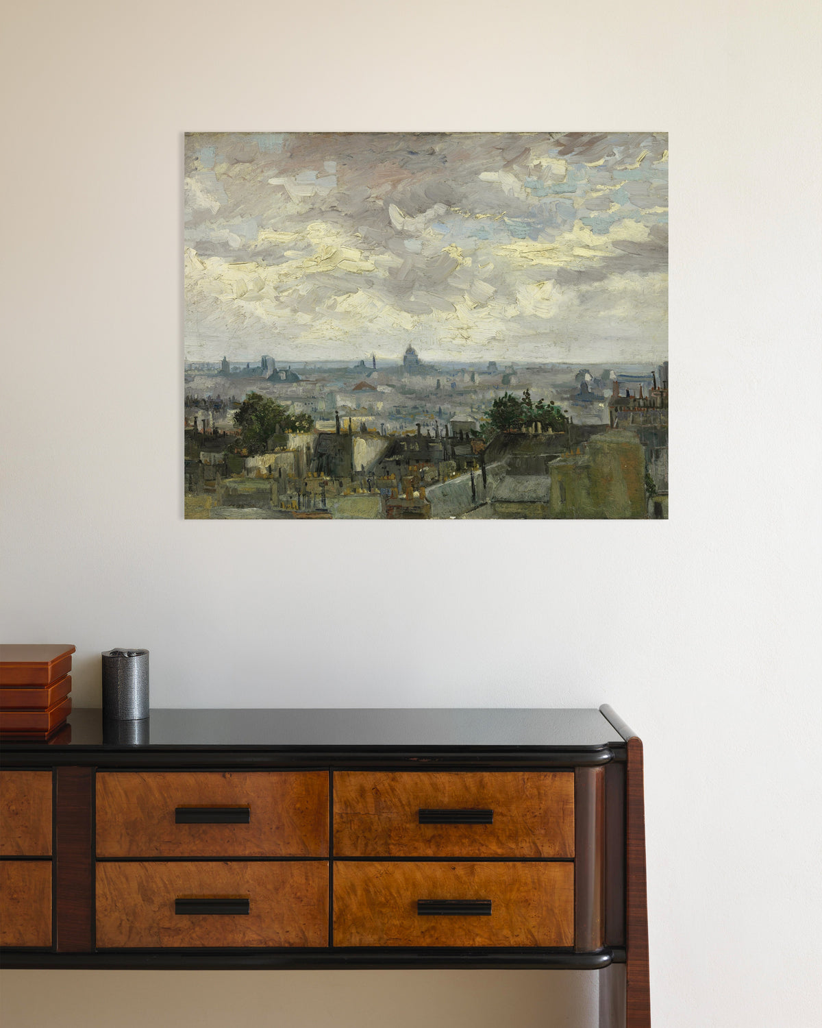 Poster van Uitzicht op Parijs (1886) van Vincent van Gogh