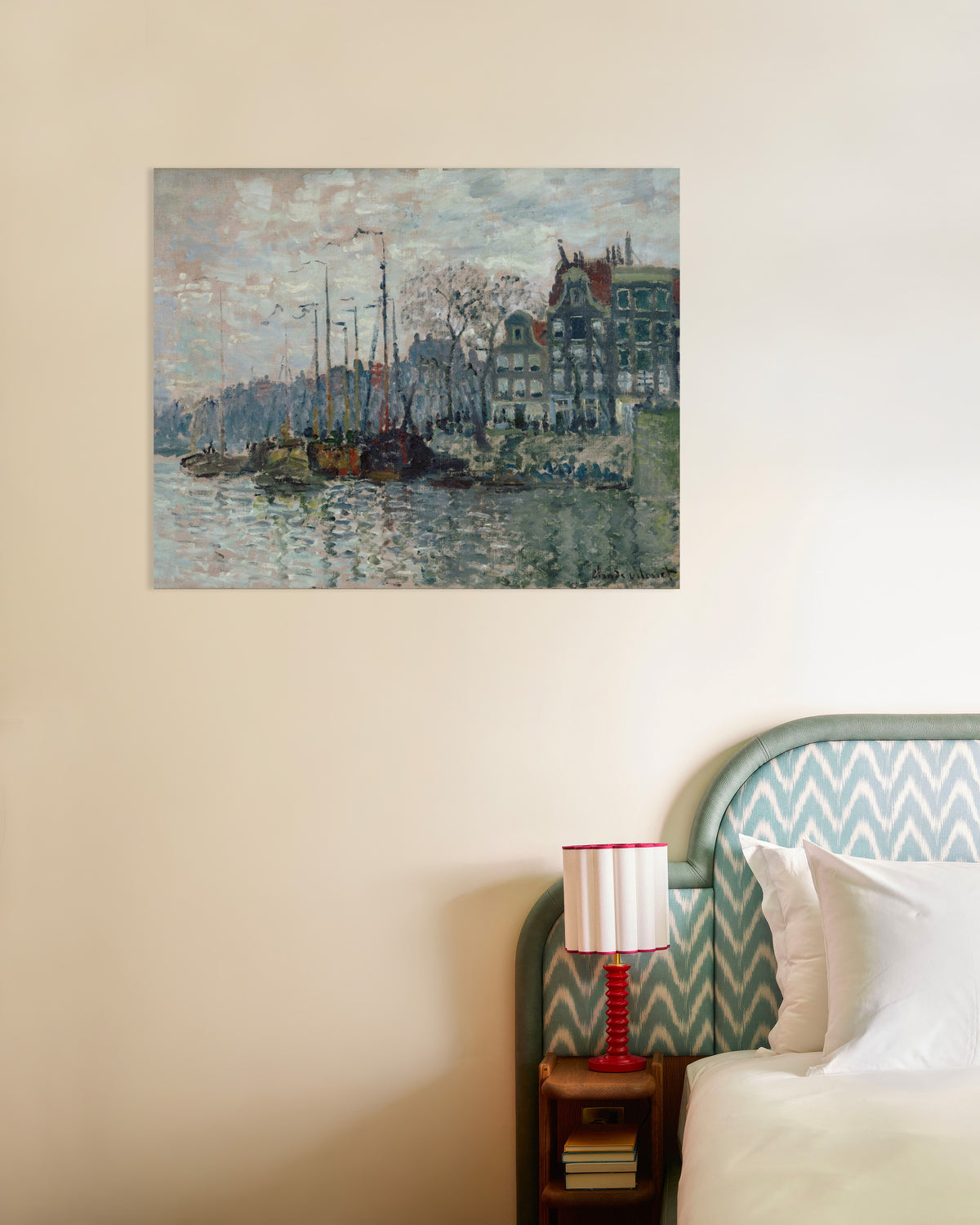 Poster Gezicht op de Prins Hendrikkade en de Kromme Waal in Amsterdam (1874) van Claude Monet