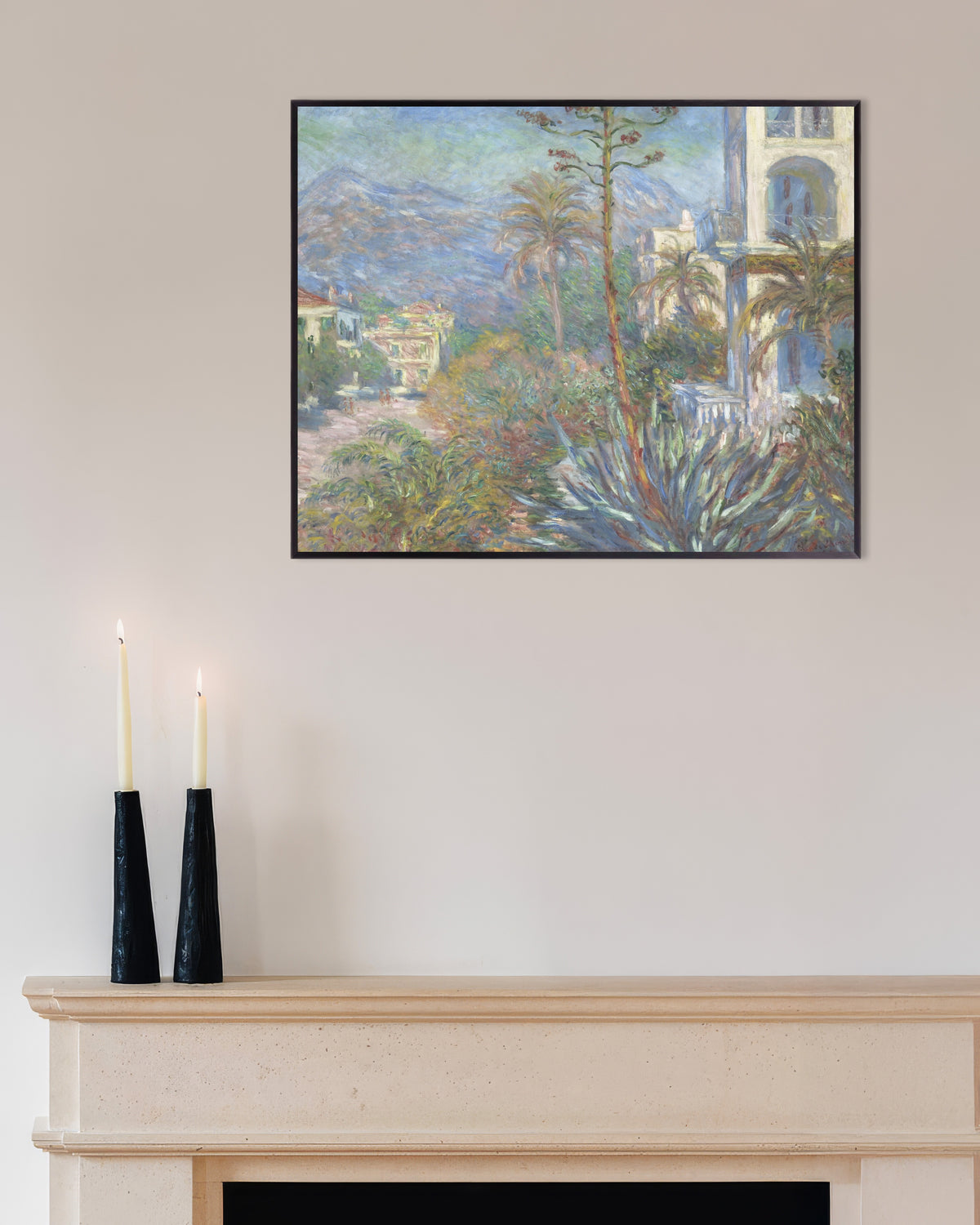 Poster Villa's in Bordighera (1884) van Claude Monet met metalen lijst