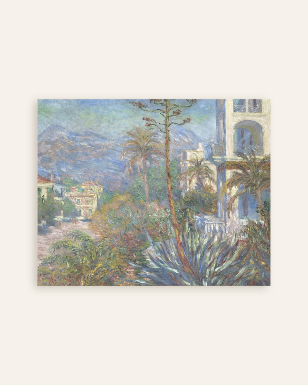 Poster Villa's in Bordighera (1884) van Claude Monet, miniatuur