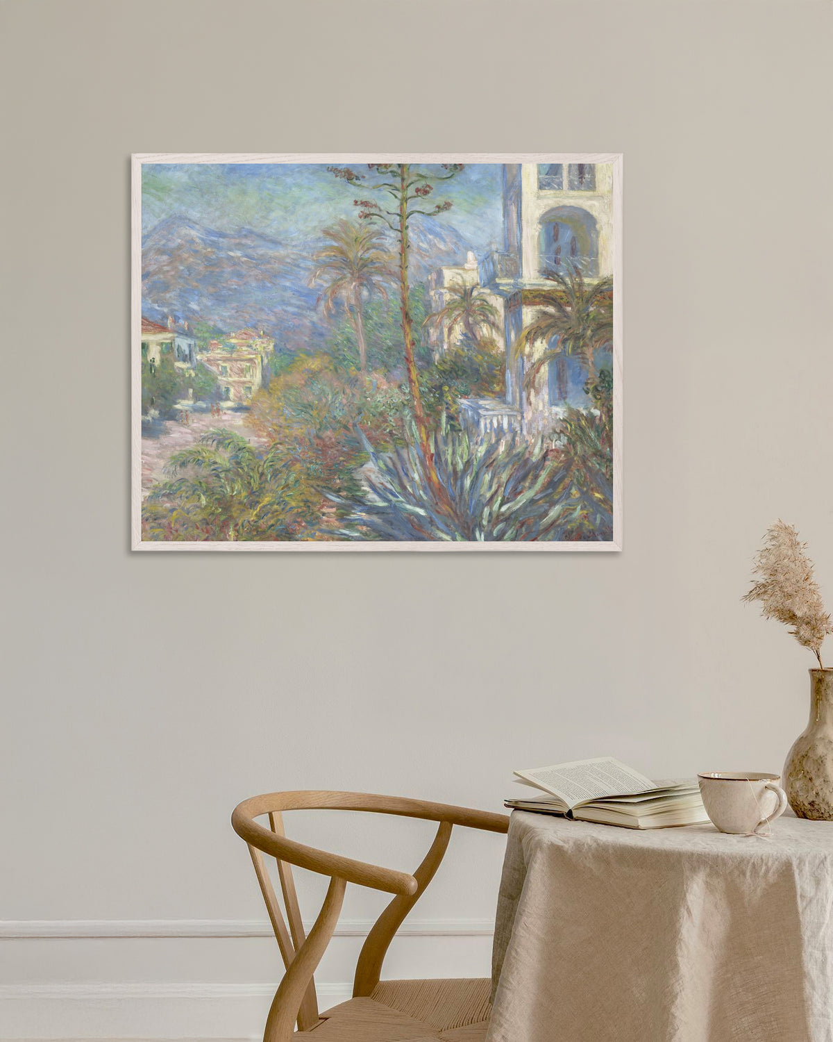 Poster Villa's in Bordighera (1884) van Claude Monet met witte houten lijst