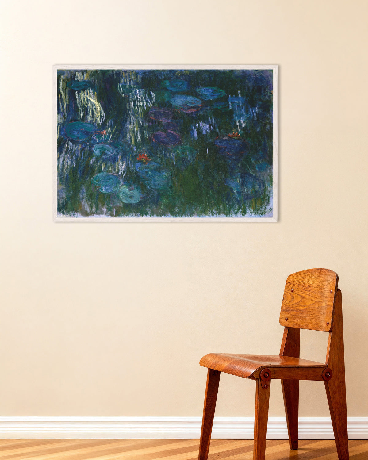 Poster Waterlelies (1916–1919) van Claude Monet met witte houten lijst