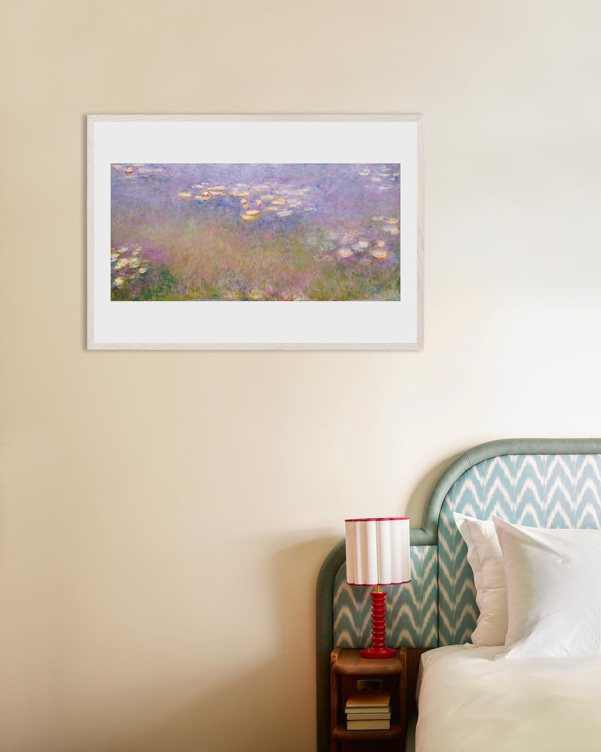 Poster Waterlelies (ca. 1915–1926) van Claude Monet met witte houten lijst