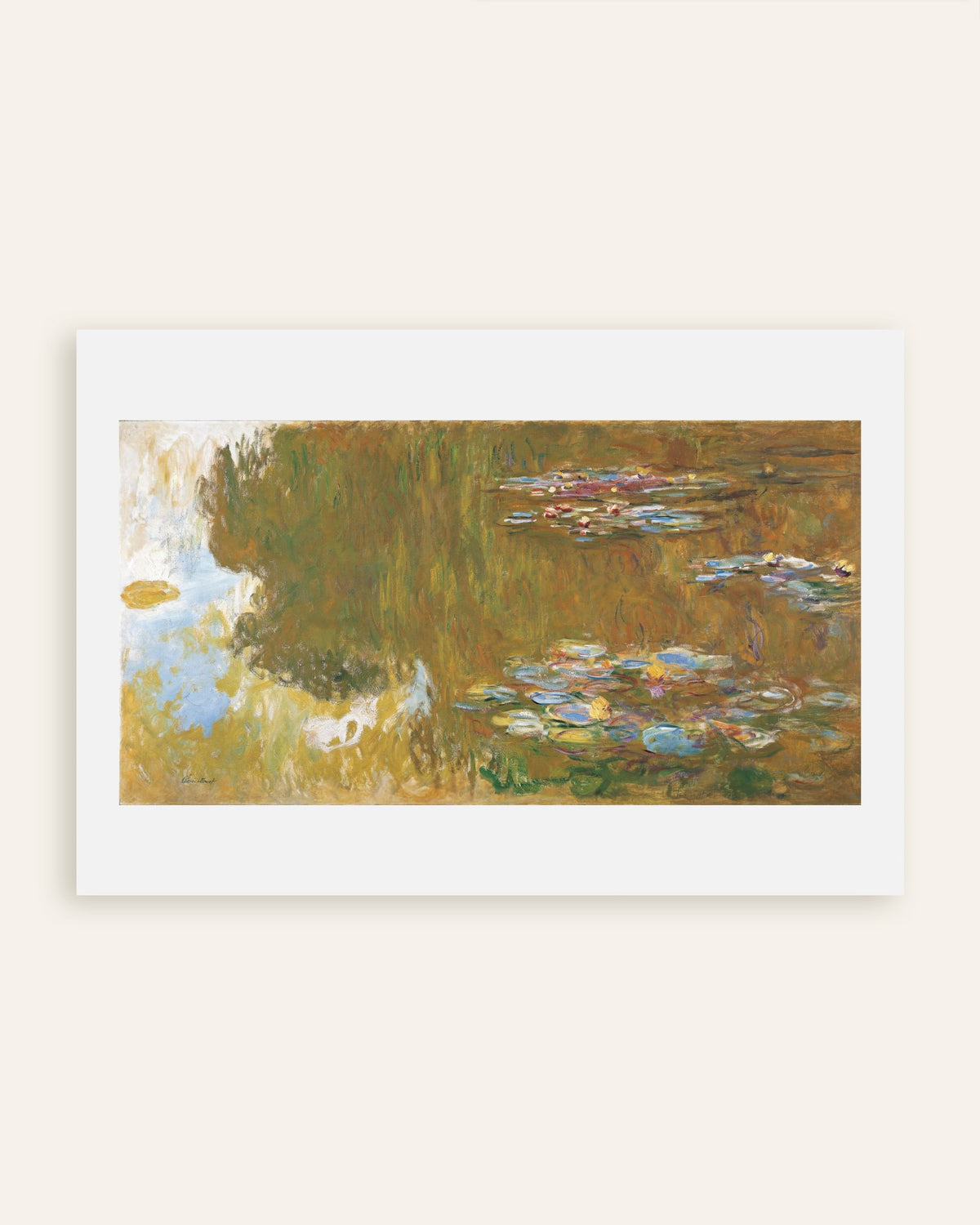 Poster Waterlelievijver met weerspiegelingen van wilgen (ca. 1917–1919) van Claude Monet, miniatuur