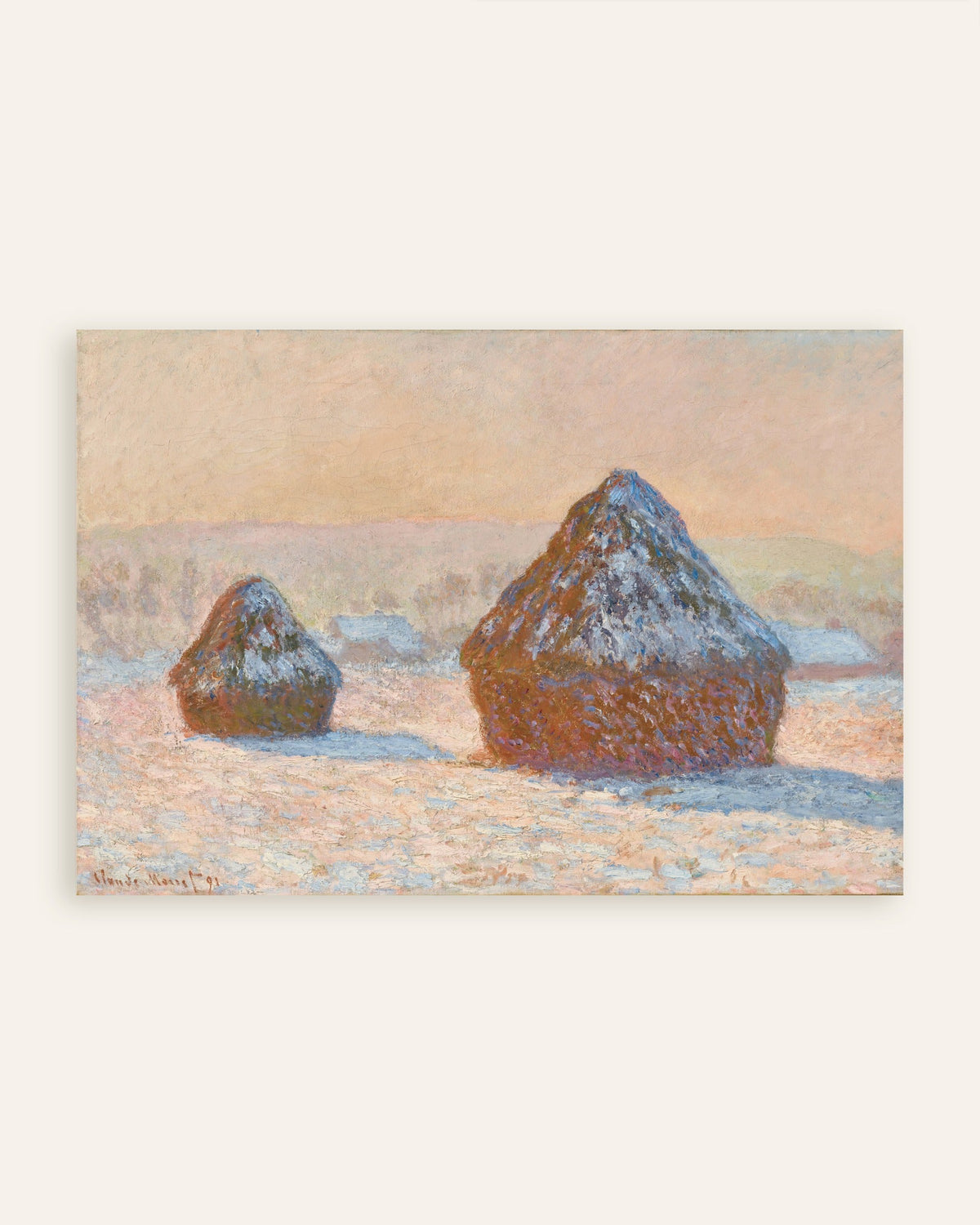 Poster Graanschelven, sneeuweffect, ochtend (1891) van Claude Monet, miniatuur