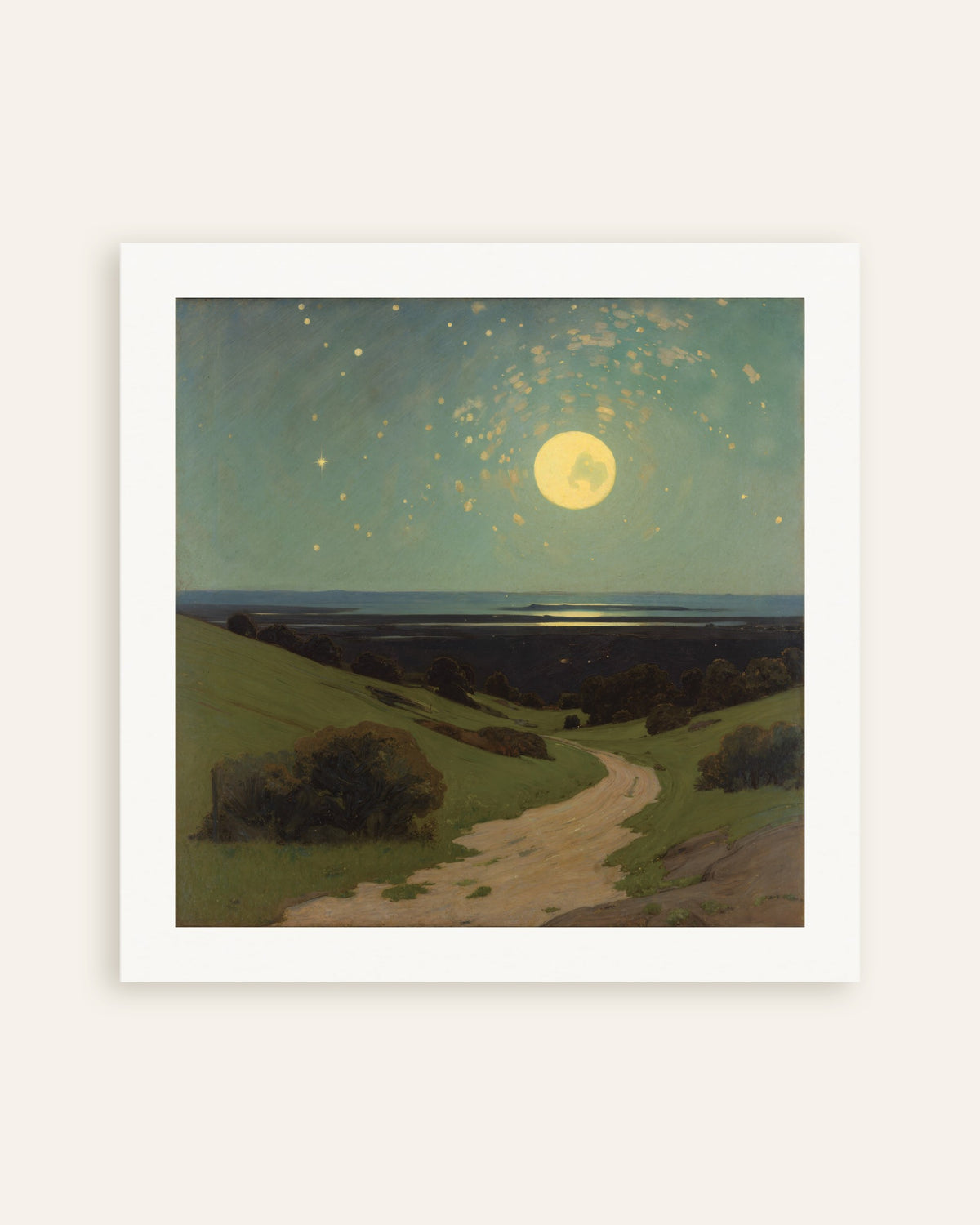 Poster Volle maan boven de heuvels, miniatuur