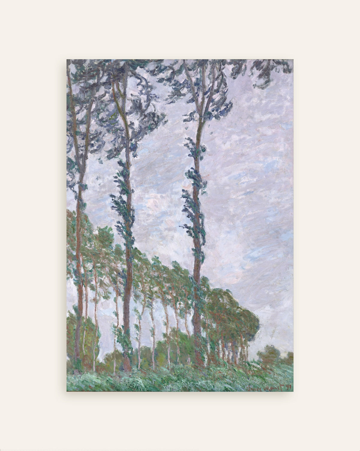 Poster Populieren, windeffect (1891) van Claude Monet, miniatuur