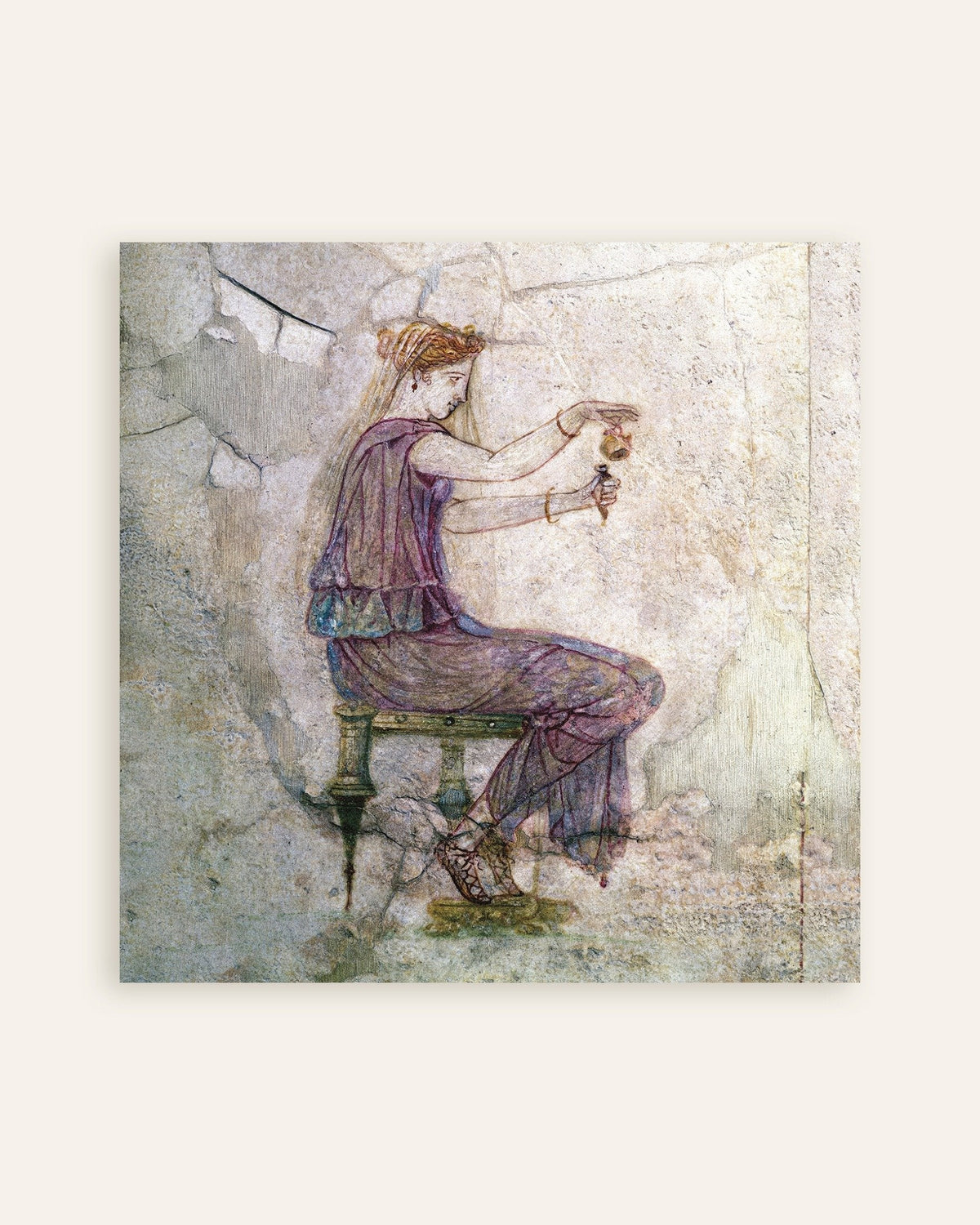 Poster van het Romeinse fresco van de vrouw die parfum schenkt