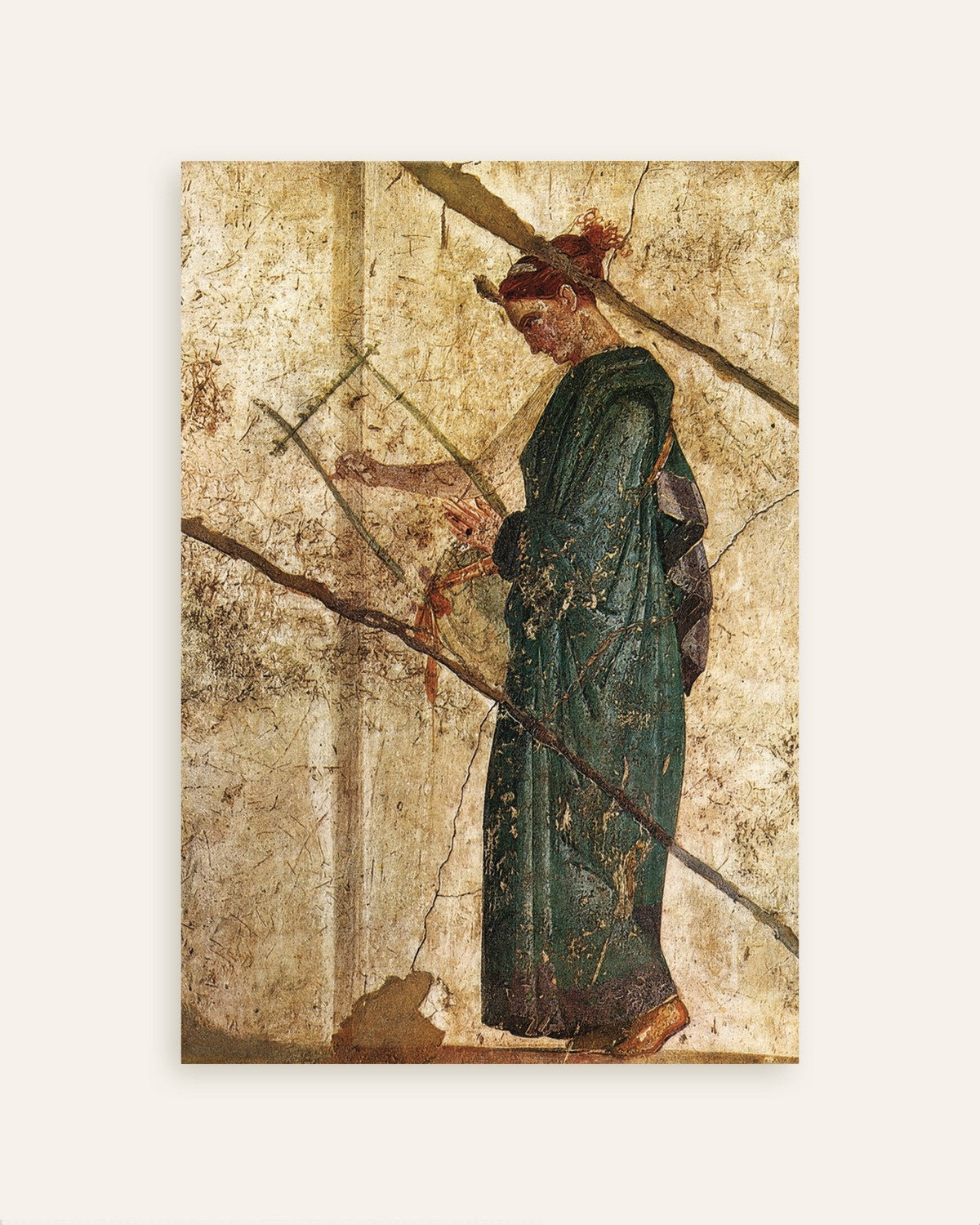 Poster van het Romeinse fresco van de vrouw met lier