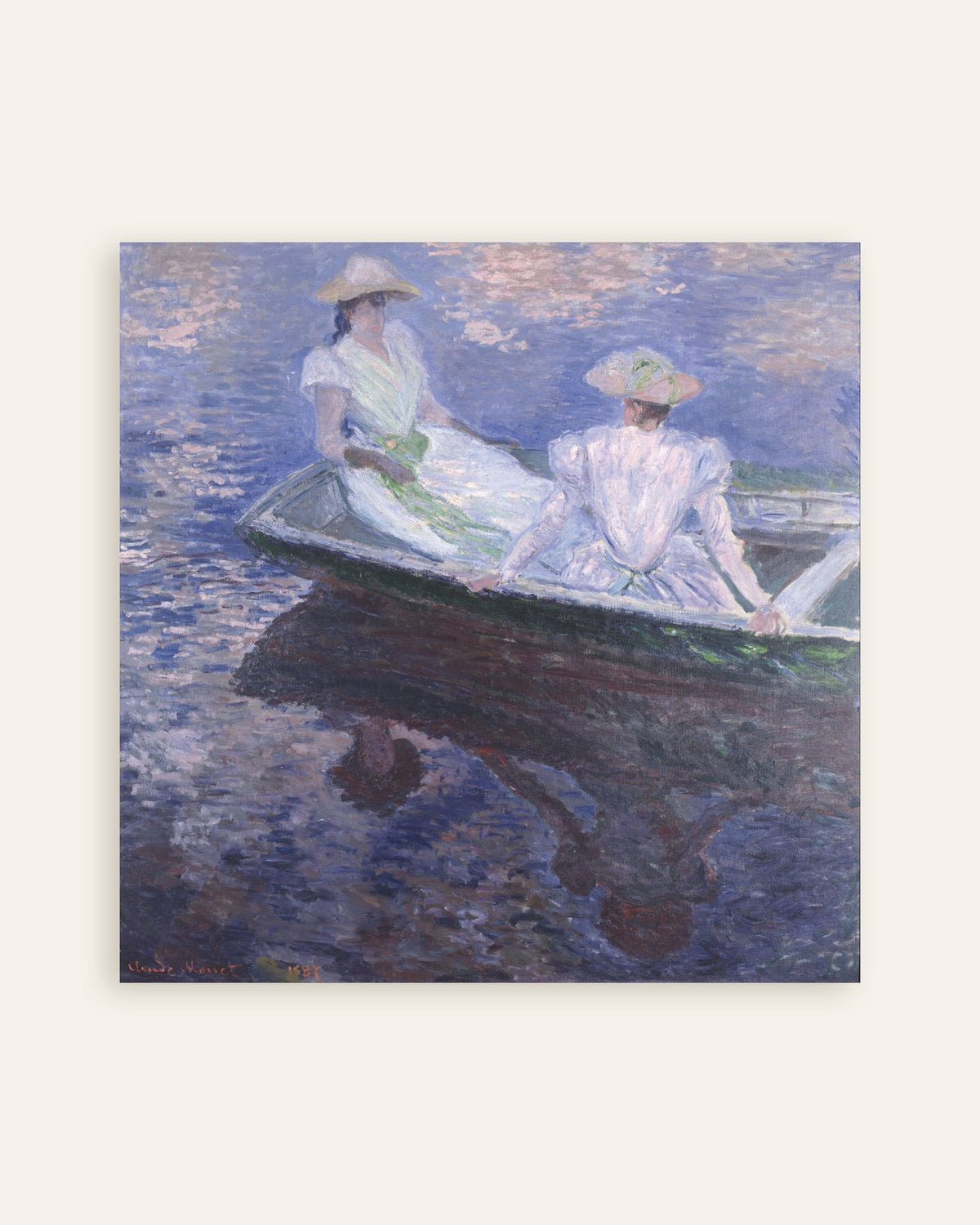 Poster Meisjes in een boot (1887) van Claude Monet, miniatuur